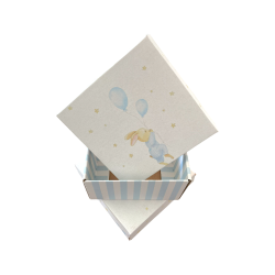 Tavşanlı Mavi Bebek Hediye Kutusu, Patik Kutusu, Yeni Doğan Hediye Kutusu 1 Adet