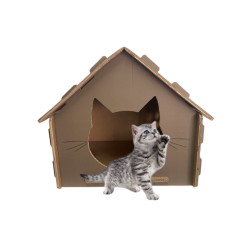 Çatılı Kedi Evi - Geri Dönüştürülebilir Malzeme Kedi Dostu